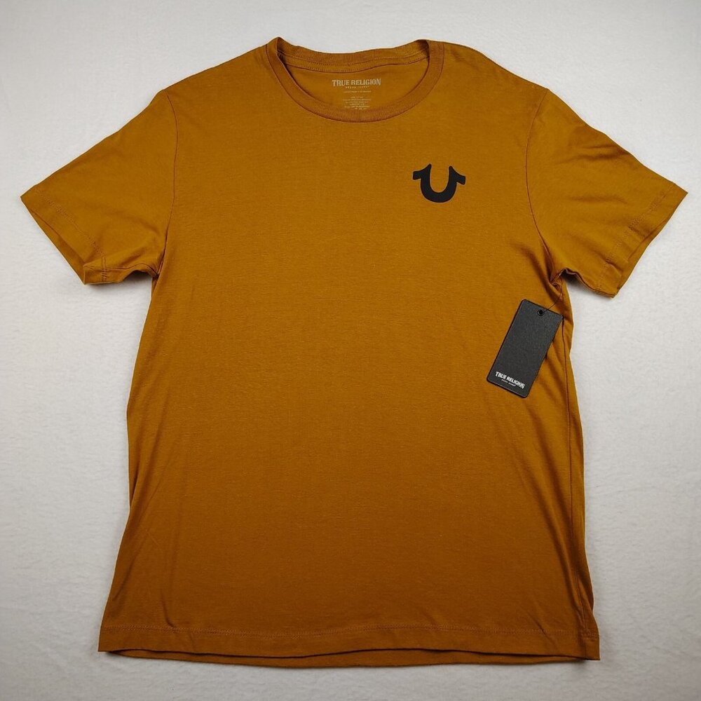 New True Religion Orange Crew Neck T Shirt Mens Large